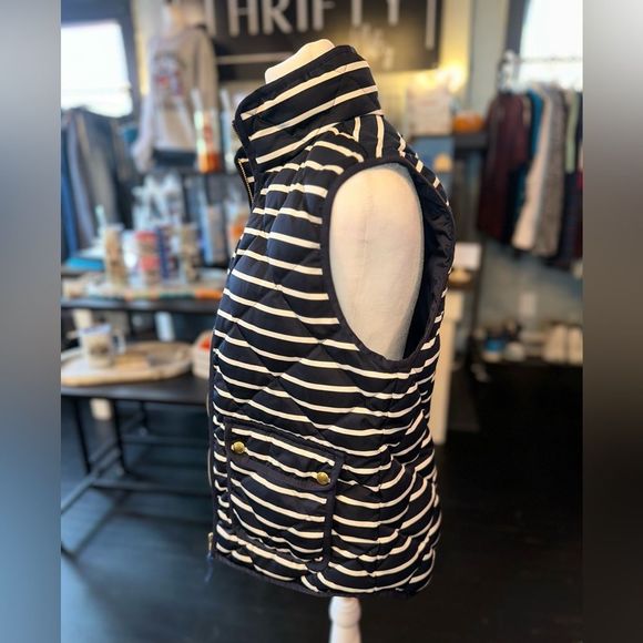 J. Crew (Small) Navy Blue Striped Vest Jacket - Picture 4 of 6
